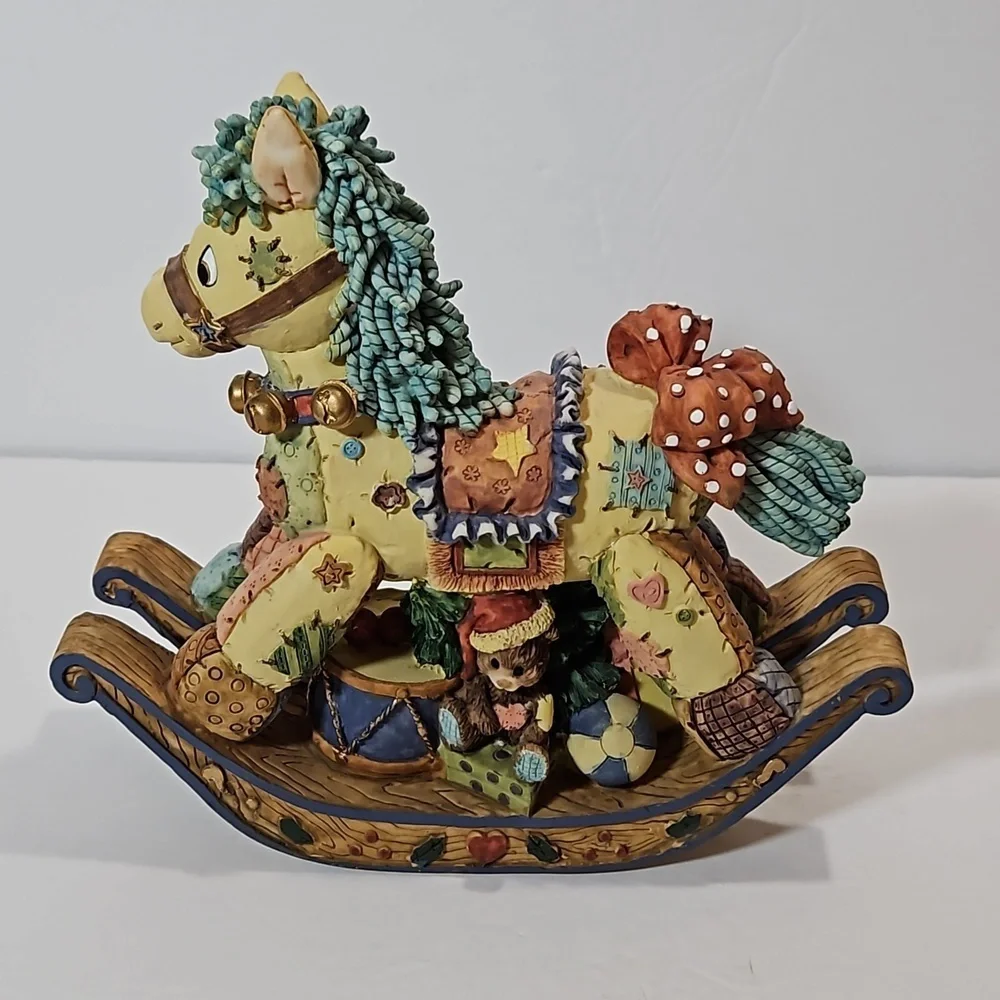 House of Lloyd VTG Christmas Around the World Patchwork Patch Pony Brown Blue - Picture 6 of 9